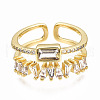 Brass Micro Pave Clear Cubic Zirconia Cuff Rings RJEW-N035-039-NF-2