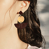 Coconut Brown Wood Stud Earring Findings EJEW-CJC0001-11-5