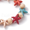 Beach Starfish Dyed Synthetic Turquoise Stretch Bracelets BJEW-JB10294-02-4
