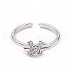 Clear Cubic Zirconia Bowknot Open Cuff Ring RJEW-B028-28P-2