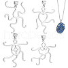   4Pcs 4 Styles Brass Pendant Cabochon Settings KK-PH0010-44P-1