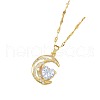 Moon & Heart 304 Stainless Steel Micro Pave Clear Cubic Zirconia Pendant Necklaces FS-WG967E3-01-5