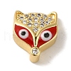 Rack Plating Brass Micro Pave Clear Cubic Zirconia with Enamel Pendant KK-P267-18G-1