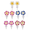 Polymer Clay 3D Plumeria Dangle Stud Earrings EJEW-JE06417-2
