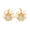 Rack Plating Brass Micro Pave Clear Cubic Zirconia Pendants KK-F861-04G-1