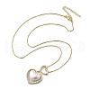 Brass Micro Pave Clear Cubic Zirconia & Plastic Double Heart Pendant Necklaces for Women NJEW-D305-01G-3