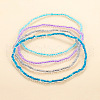 4Pcs 4 Colors Luminous Rondelle Plastic Seed Beaded Stretch Anklets Sets WG02137-01-1
