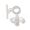 Brass Micro Pave Clear Cubic Zirconia Toggle Clasps KK-G531-06S-1