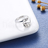 Elephant & Heart Rhodium Plated 925 Sterling Silver Pave Cubic Zirconia Cuff Rings for Women FS-WGB7E89-01-2