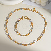 Stainless Steel Teardrop Link Chain Bracelets & Necklaces Sets for Unisex KY6567-1-2