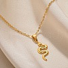 304 Stainless Steel Snake Pendant Necklaces for Women Men NJEW-Z063-03G-05-1