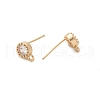 Brass Clear Cubic Zirconia Stud Earrings Finding for Women KK-A244-10A-G-2