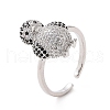 Cubic Zirconia Penguin Open Cuff Ring RJEW-G283-02P-1