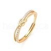925 Sterling Silver Micro Pave Clear Cubic Zirconia Adjustable Finger Rings for Women RJEW-G351-01G-4