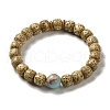 Moon and Star Bodhi & Synthetic Shoushan Stone Beaded Stretch Bracelets BJEW-B080-11-1