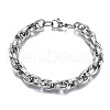 201 Stainless Steel Rope Chain Bracelet for Men Women BJEW-S057-78-1