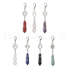Chakra Copper Wire Wrapped Bullet Natural Quartz Crystal & Green Aventurine & Rose Quartz & Amethyst & Lapis Lazuli & Carnelian & Obsidian Pendant Decoration HJEW-JM03292-2
