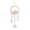 Natural Rose Quartz & Dyed Natural Quartz Crystal with Glass Pendant Decorations HJEW-TA00123-03-1