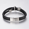 Braided Leather Cord Multi-strand Bracelets BJEW-H560-56-3