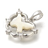 Brass Micro Pave Cubic Zirconia and Shell Pendants KK-K388-82P-2