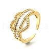 Brass Micro Pave Cubic Zirconia Cuff Rings for Women RJEW-F184-03G-4