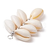 Natural Cowrie Shell Color-Changing Cluster Pendants PALLOY-JF03560-02-4