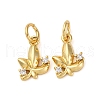 Brass Micro Pave Clear Cubic Zirconia Charms KK-P308-72G-1