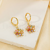 Elegant Brass Colorful Cubic Zirconia Flower Hoop Earrings WL8589-4