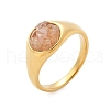 Round Natural Quartz Crystal Chips Finger Rings RJEW-D303-03G-01-2