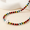 Bohemian Style Glass Seed Beaded Necklaces with Imitation Pearl Beads SN7865-2