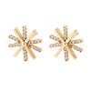 Flower Brass Micro Pave Clear Cubic Zirconia Stud Earrings for Women EJEW-G428-03G-4