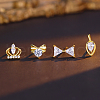 4Pcs Elegant S925 Sterling Silver Crown & Butterfly & Leaf Stud Earrings VS4444-1-4