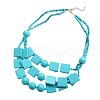 Bohemian Style Wood Square & Round Beaded Multilayer Necklaces & Dangle Earrings Sets FS-WG2F343-05-2