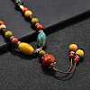 Ethnic Style Alloy & Porcelain Ceramic Beads Round Pendant Tassel Y Necklaces NJEW-D308-01A-5