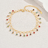Summer Fashion Brass Heart Link Fringed Colorful Rhinestone Anklets for Women Beach Parties BX8171-5