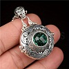 Alloy & Glass Hollow Flat Round Cage Pendant Necklaces for Diffuser Ball FS-WGCD084-01-2