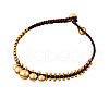Ethnic Style Brass Bell Charm Braided Waxed Cord Adjustable Anklets for Women FS-WG2B00D-01-5