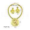 Flat Round Alloy Pendant Necklaces & Stud Dangle Earrings Sets FS-WG27598-01-5