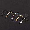 304 Stainless Steel Rhinestone Round Ball Fishtail Nose Rings WGE5A2F-09-1