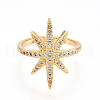 Brass Micro Pave Clear Cubic Zirconia Cuff Rings for Women KK-T074-07G-2