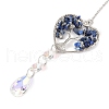 Wire Wrapped Natural Lapis Lazuli Heart with Tree of Life Pendant Decorations HJEW-K046-02P-08-4