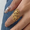 304 Stainless Steel Open Cuff Rings for Women RJEW-K296-02G-2