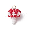 7Pcs 7 Colors Handmade Glass Seed Beaded Mushroom Pendants PALLOY-MZ00621-3