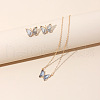 Butterfly Acrylic Rhinestone with Iron Pendant Necklaces & Stud Earrings Sets for Women WGFFCAF-08-2