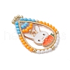 Easter Theme Glass Seed Beaded Teardrop with Rabbit Pendants PALLOY-MZ00580-06-3