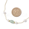 Adjustable Natural Green Aventurine Oval & Round Shell Pearl Braided Beaded Necklaces for Women NJEW-JN05323-3