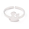 Kittens and Puppies 304 Stainless Steel Cuff Ring for Women RJEW-B035-09P-2