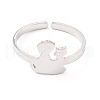 Non-Tarnish Kittens and Puppies 304 Stainless Steel Cuff Ring for Women RJEW-B035-09P-2