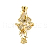 Rack Plating Flower Brass Micro Pave Clear Cubic Zirconia Fold Over Clasps KK-F876-02G-1