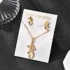Gecko 201 Stainless Steel Pendant Necklaces & Stud Earrings Sets for Women SJEW-Q025-07G-1